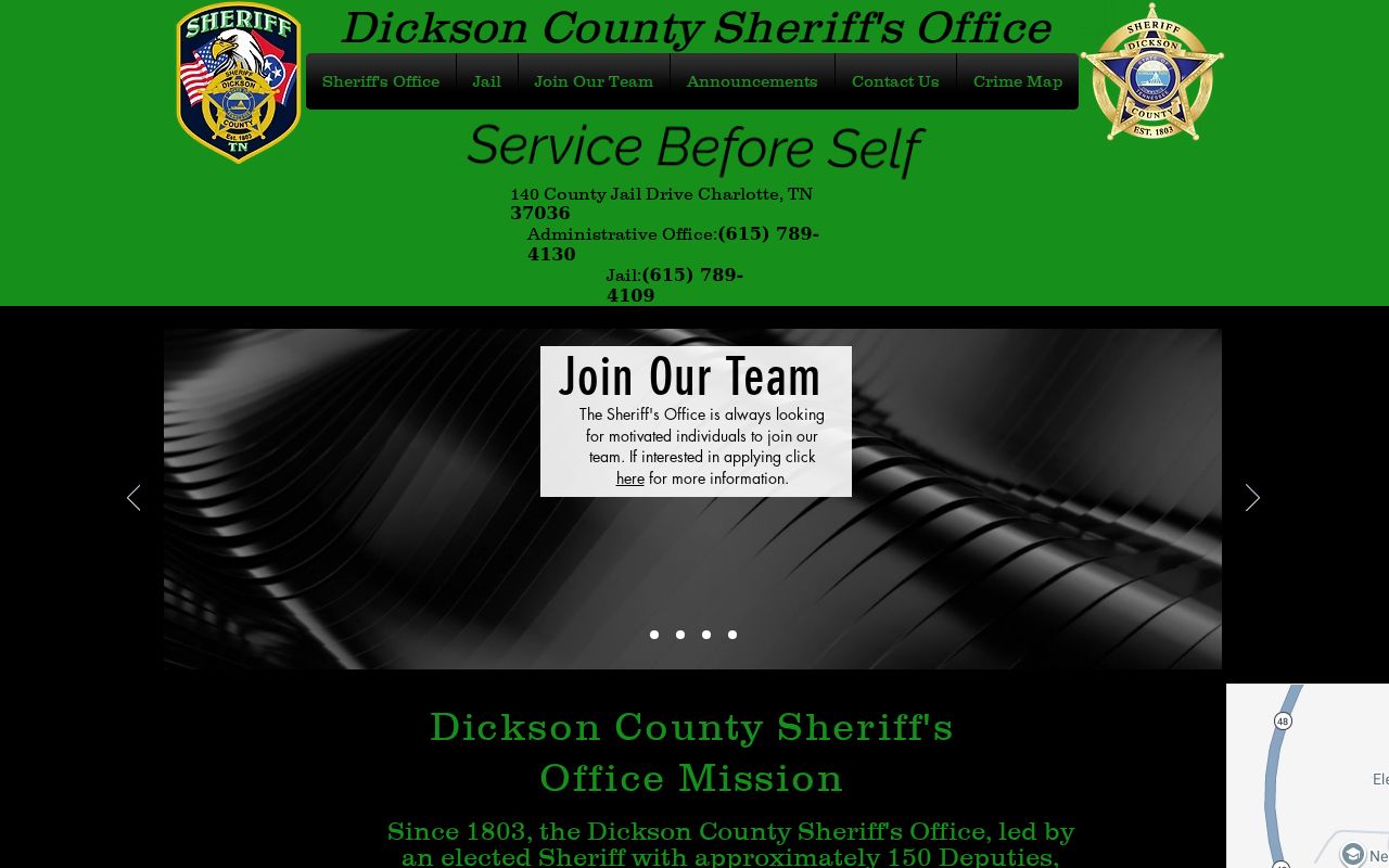 Dickson County sheriff building serving Charlotte criminal records