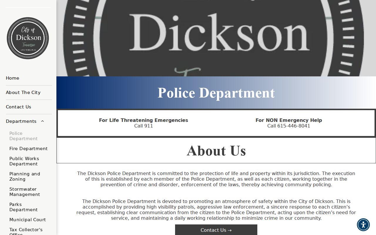 Dickson Police Department record request source for Dickson criminal records