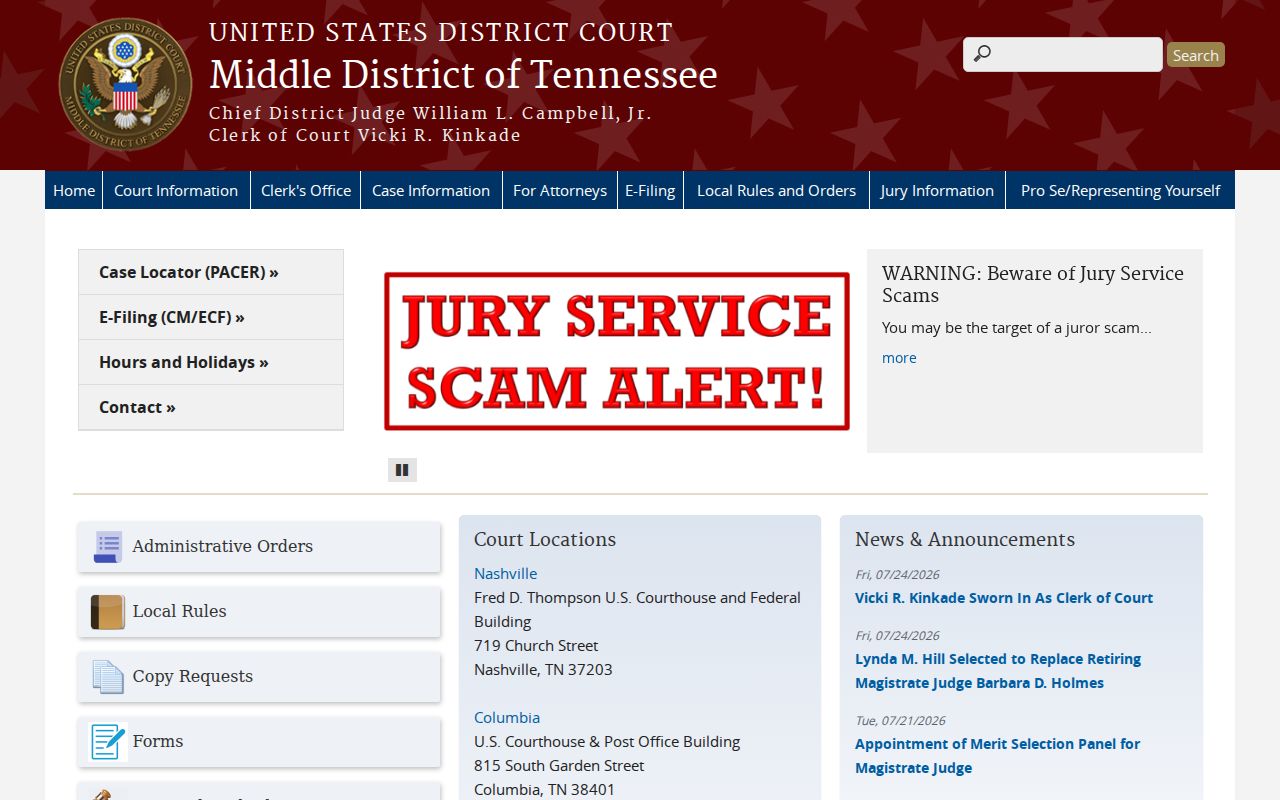 Dickson County federal criminal court case district court page