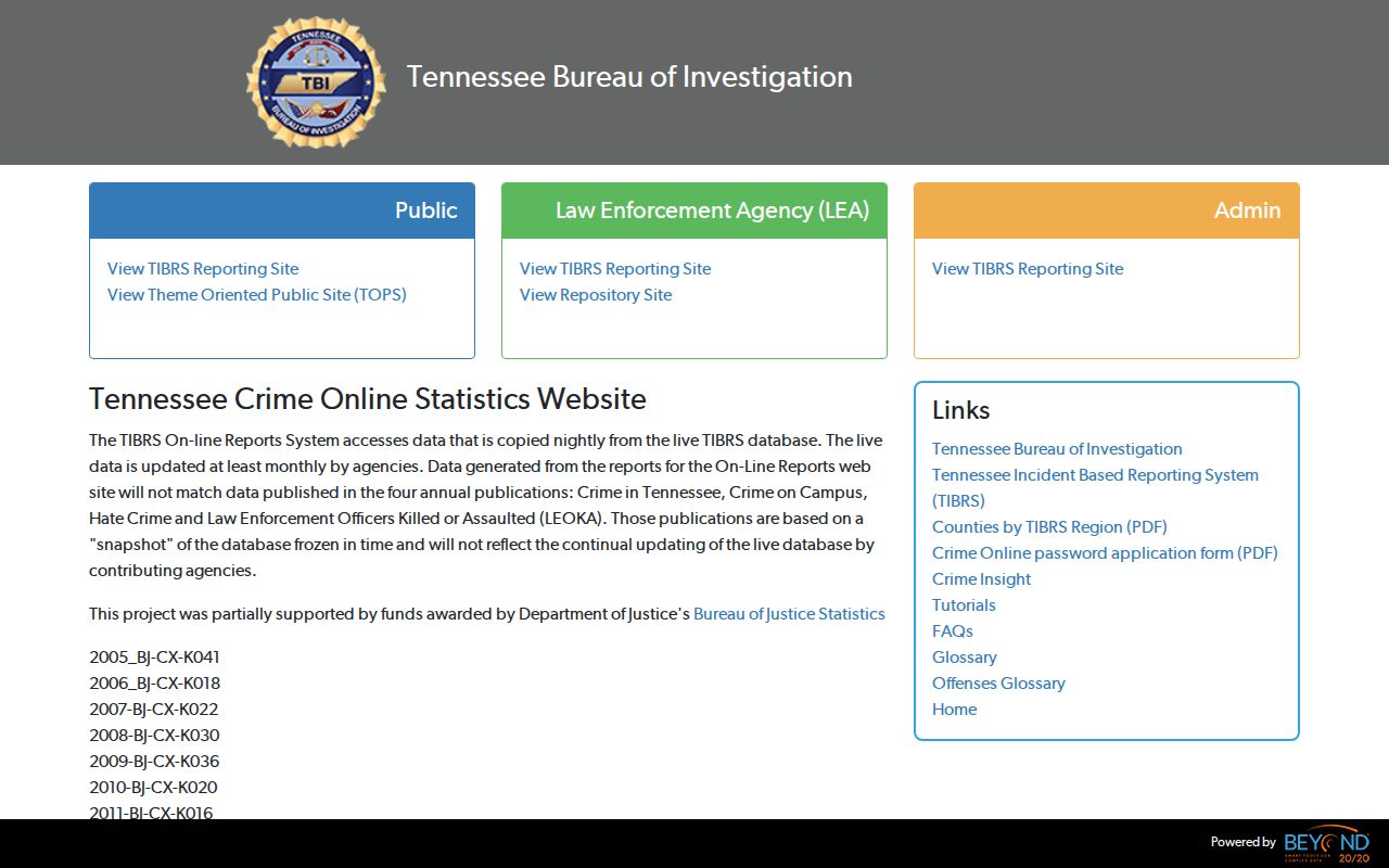 Dickson County criminal records TBI CrimeInsight dashboard